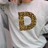 Fantastic Leopard Print Personalised Initial Heavyweight Grey Sweatshirt including FREE DELIVERY-0