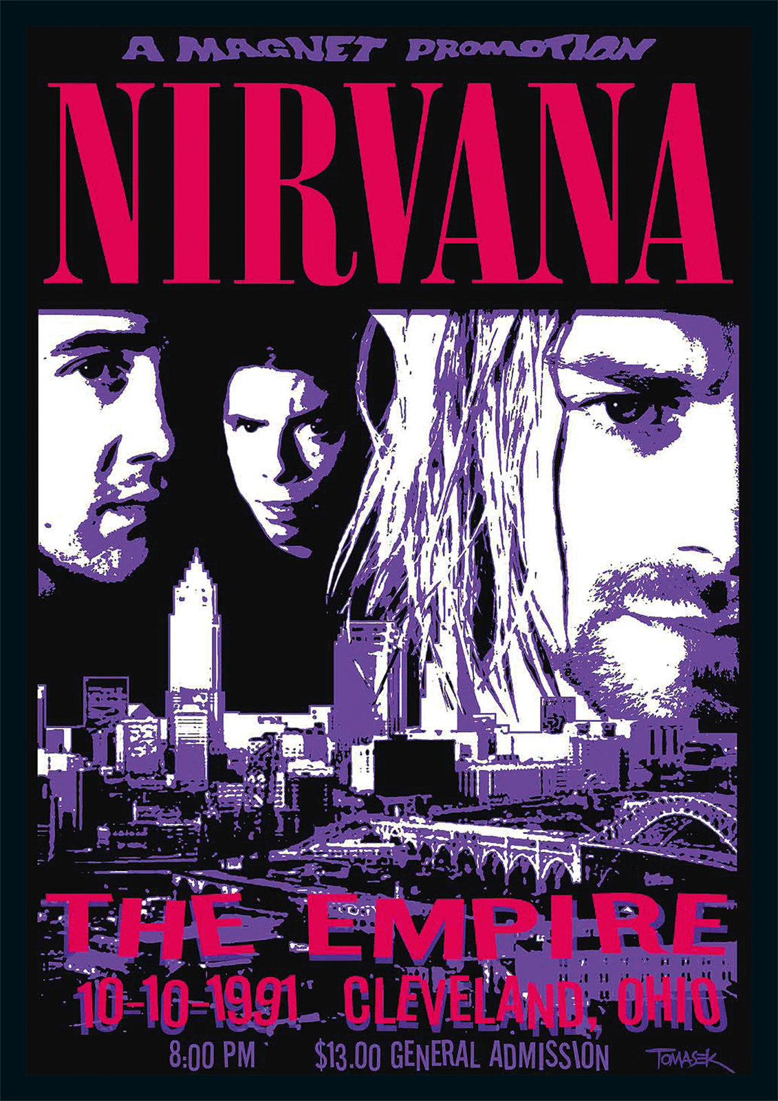 Nirvana Kurt Cobain 1991 Repro Tour POSTER
