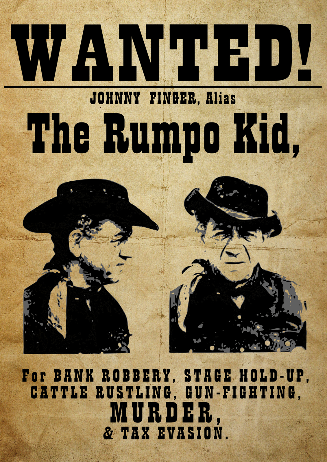 Sid James The Rumpo Kid Carry on Cowboy WANTED Great POSTER
